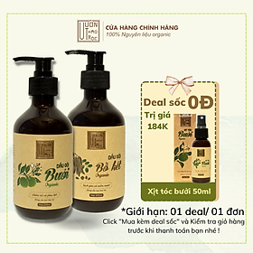 Combo Dầu Gội Bưởi 300ml Dầu Gội Bồ Kết 300ml VƯỜN THẢO MỘC ORGANIC Nuôi Dưỡng Tóc Mượt Mà Giảm Xơ Rối