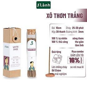 Mua Nhang Thủ Công Xô Thơm Trắng 3 Lành Hộp 30 Que 100 % Tự Nhiên Tặng Kèm Đế Chăm Không Hóa Chất Xông Thơm
