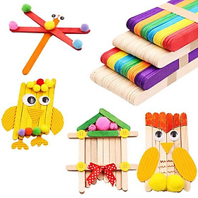 50 que kem, que đè lưỡi, que gỗ handmade nhiều màu