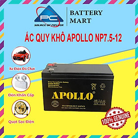 Ắc Quy Apollo NP7.5-12  12V-7.5AH, dùng cho xe điện trẻ em, UPS, loa kéo, hệ thống báo cháy...