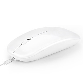 HXSJ M90 Dual Mode Wireless Mouse BT5.0 2.4G Optical Mouse Ergonomic Rechargeable Mice 1600DPI(White)