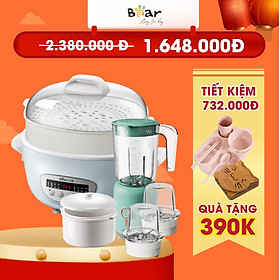 Mua Combo Nồi Nấu Chậm 2 5L Bear SUBE003 và Máy xay ăn dặm đa năng 3 cối B10V2 nấu cháo  chưng yến  ăn dặm tiện dụng - Hàng chính hãng
