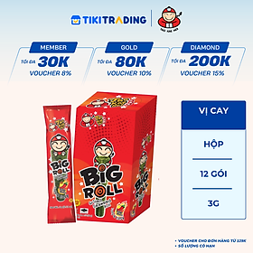 Hộp 12 Gói Snack Rong Biển TaoKaeNoi BIG ROLL Vị Cay