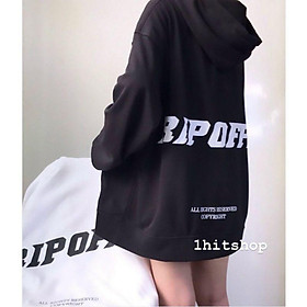 Áo khoác nỉ RIPOFFF zip kéo form rộng unisex,Mẫu áo hoodie cặp che nắng,chống lạnh 2 màu trắng,đen thời trang ulzzang