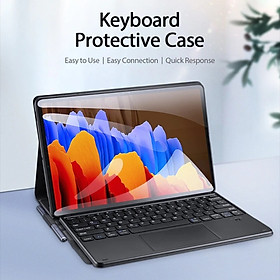 Bao da kèm bàn phím Bluetooth dành cho Samsung Galaxy Tab S7 FE cao cấp - Hàng nhập khẩu - Màu đen