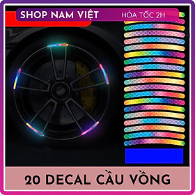 Bộ 20 Decal Phản Quang Dán Vành Xe Đạp Xe Oto