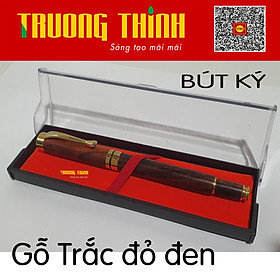 Bút Ký Gỗ Trắc Đỏ Đen Cao Cấp Chính Hãng Trường Thịnh Đẳng Cấp Doanh Nhân - Gắn Đồng Nguyên Khối. Loại Rút 14.5 cm