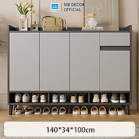 Mua Tủ Giày Gỗ Nhiều Ngăn Đa Năng Thương Hiệu SIB Decor Màu Đen Phối Xám