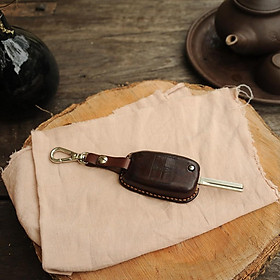 BAO DA CHÌA KHÓA MÀU NÂU CHO SMARTKEY XE SH - Bao chìa khóa handmade thủ công - Miễn phí khắc tên sđt theo yêu cầu