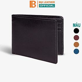 Ví nam, bóp nam da bò Saffiano Bụi Leather V126 - Bảo hành 12 tháng - Ngang đen