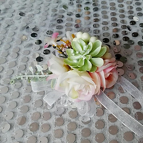 Fashion Rose Succulent Plant Bracelet Wedding Prom Wrist Corsage Hand Flower