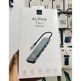 Hub Wiwu Alpha 7 in 1 USB - C Hub A731HC Đầu ra HDMI 4K, Hỗ trợ sạc PD, kết nối với điện thoại thông minh, máy tính bảng và ổ cứng của bạn để truyền dữ liệu dễ dàng - Hàng chính hãng