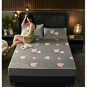 Mua (Tặng Kèm 2 Vỏ Gối Cùng Bộ) Chiếu Điều Hoà Cao Su Non Họa Tiết hàng loại 1 - Hoa Xám