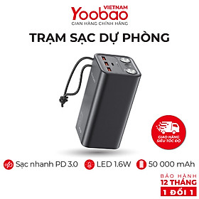 Mua  HÀNG CHÍNH HÃNG-BH 12 THÁNG  Trạm sạc dự phòng Yoobao H5 50000mAh - Tích hợp đèn pin siêu sáng - Sạc nhanh cho điện thoại  macbook  laptop ... Thích hợp cho chuyến du lịch xa  công tác ... - Hàng phân phối chính hãng - Bảo hành 12 tháng 1 đổi 1