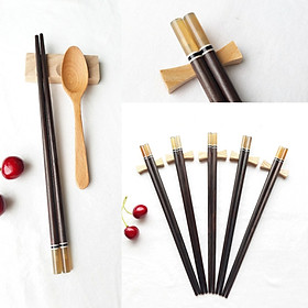 Mua Đũa gỗ Trắc đen tròn gắn sừng-Bộ 5 đôi (D07)