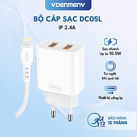 Mua Bộ Cáp Sạc Ip VDENMENV DC05L Vỏ Nhựa ABS Chống Cháy  2 Đầu USB  Tự Ngắt Khi Quá Tải-Hàng Chính Hãng