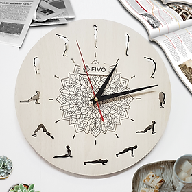 Mua Đồng Hồ Treo Tường Gỗ Đẹp Decor Trang Trí  Hiện Đại Thương Hiệu FIVO Mẫu FW09 Trang Trí Phòng Khách Hình Tròn Họa Tiết Yoga