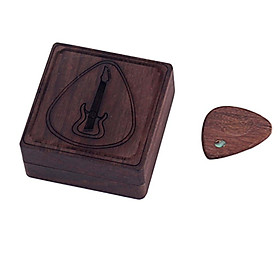 Guitar Pick Box Plectrum Holder Case Wooden Square for Guitar Lover Present