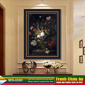 Tranh hoa treo tường phong cách cổ điển Châu âu. Tranh in trên chất liệu vải canvas cao cấp, khung gỗ composit. MS 4520
