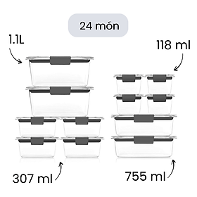 Mua Sét hộp Tritan Rubbermaid Brilliance 24 món made in USA hàng chính hãng