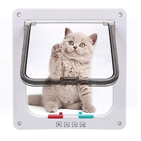 Katzenklappe Khóa từ tính 4 chiều Hundeklappe Haustiertüre Cat Flap Große , 23,5*25*5.5cm Dog Cat Door PET Flap Cài đặt với khung kính thiên văn với khung từ tính yên tĩnh, L Weiß