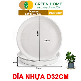 Đĩa Nhựa Lót Chậu Cây Greenhome, Nhiều Kích Cỡ, Hứng Nước Giúp Sạch Bàn, Sàn, Nhựa Nguyên Sinh, Bền, Đẹp, Chóng Rơi Vỡ