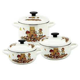 Mua Bộ 3 Nồi Tráng Men Nhật Bản Cao Cấp Fujihoro - Sử Dụng Bếp Từ
