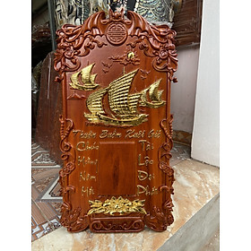 Mua Đốc lịch treo tường trạm khắc thuận buồm xuôi gió bằng gỗ gõ đỏ kt 36×67×4cm