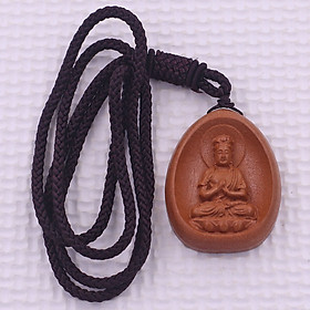 Mặt dây chuyền Phật Đại nhật như lai gỗ đào kèm vòng cổ dây dù, mặt Phật bản mệnh