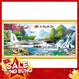 Mua Tranh thêu chữ thập Sơn thủy hữu tình MN0004 195x84cm