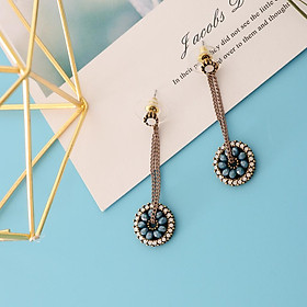 Women Vintage Crystal long Dangle Stud Earrings statement Jewelry Gift