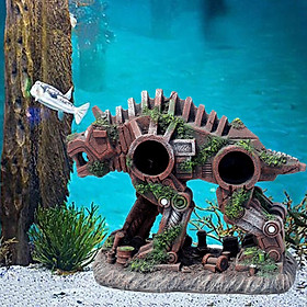 Unique Aquarium Ornament Robot Dog Fish Tank Hiding Cave Crafts Non-Fading