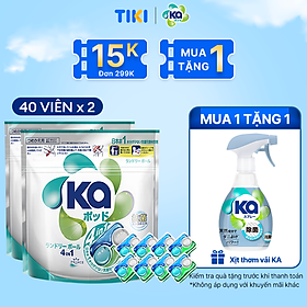 Combo 2 Túi Viên Giặt Xả Đa Năng 4 Trong 1 KA Universal (40 Viên/ Túi)