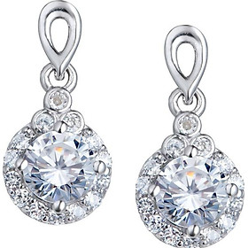 Bông tai bạc đính đá PNJSilver hình giọt nước XMXMK000138-BO