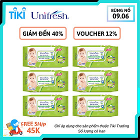 Combo 6 Khăn Ướt Unifresh Aloevera 80M (80 Miếng)