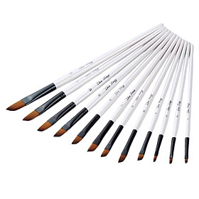 Paint Brushes Set,12Pcs Round Pointed Tip Paintbrushes Nylon Hair Artist Acrylic Paint Brushes for Acrylic Oil Watercolor, Face Nail Art,Rock Painting