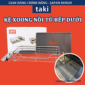 Giá Để Xoong Nồi Tủ Bếp Dưới TAKI NAN DẸT INOX Không Gỉ 304 - Ray Âm Giảm Chấn Cao Cấp - BẢO HÀNH VĨNH VIỄN - Có Thợ ắp