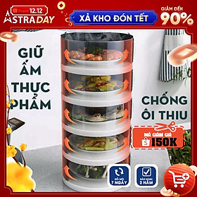 Mua  Hàng Chính Hãng  Lồng bàn nhiều tầng giữ nhiệt gấp gọn thông minh đậy thức ăn nhựa trong suốt - Lồng bàn THÔNG KHÍ giữ