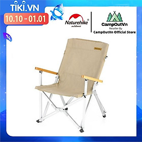 Ghế cắm trại Naturehike NH19JJ004 du lịch dã ngoại lưng tựa thư giãn tay gỗ khung nhôm vải chống rách thoáng khí A030