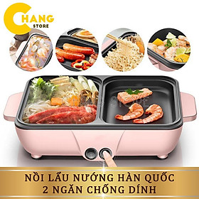 Mua Nồi Lẩu Nướng Hàn Quốc 2 Ngăn Chống Dính Đa Năng Có Thể Rán Xào Tiết Kiệm Không Gian