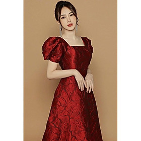 ĐẦM XOÈ GẤM CỔ VUÔNG TAY PHỒNG SIÊU XINH - MS273VMM MM