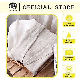 Áo blazer nữ Đũi Việt,Chất Linen Cao Cấp, Hàng 1 lớp, 2 Túi, 2 Cúc