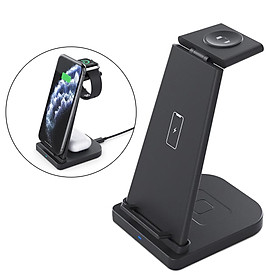 Wireless Charging Station, 3 in 1 Detachable Fast Wireless Charger Stand, Qi-Certified Wireless Charger for iWatch, for AirPods, for Smartphones