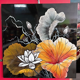 Mua Tranh sơn mài hoa sen size 40x40 cm thích hợp trang trí  làm quà tặng ý nghĩa