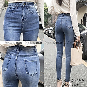 Quần Jeans Xanh Trơn Nhạt / Rách Gối Size ĐẠI - Lưng Cao - Hàng siêu co giãn QJ007
