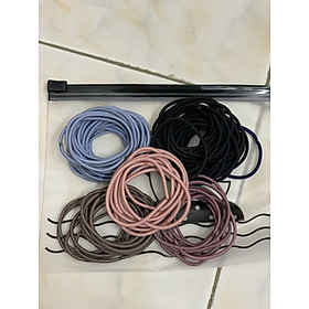 Set 100 dây cột tóc trơn kèm túi khóa đựng dễ thương