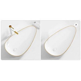 Mua Lavabo đặt bàn kiểu viền vàng KT 580x400x16