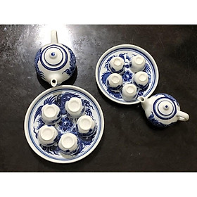 Mua Bộ Ấm Chén Thờ Men Lam Vẽ Long Phụng