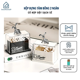 Hộp Đựng Bông Tẩy Trang, Bông Ngoáy Tai, Đồ Trang Điểm 2 Ngăn Cao Cấp - HÀNG CHÍNH HÃNG MINIIN