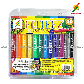 Bút lông màu Colormate, bút lông Felteez bộ 12 màu - COLORMATE